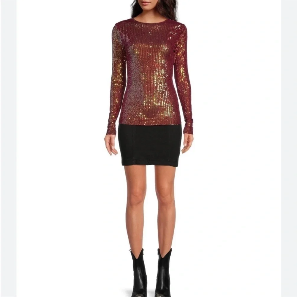 Free People Gold Rush Long Sleeve in Wine Combo Size XS NWOT